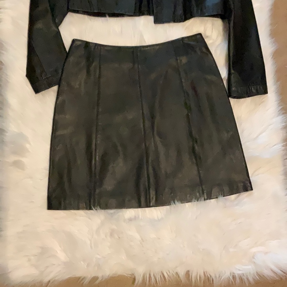 Black leather lined Aline skirt